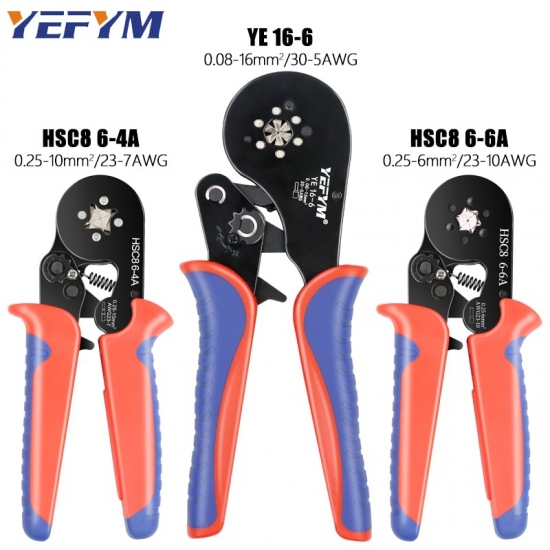 Crimping Pliers Ferrule Sleeves Tubular Terminal Tools HSC8 6-4A-6-6A-16-6（max 0-08-16mm²）Wire Crimper Household Electrical Sets