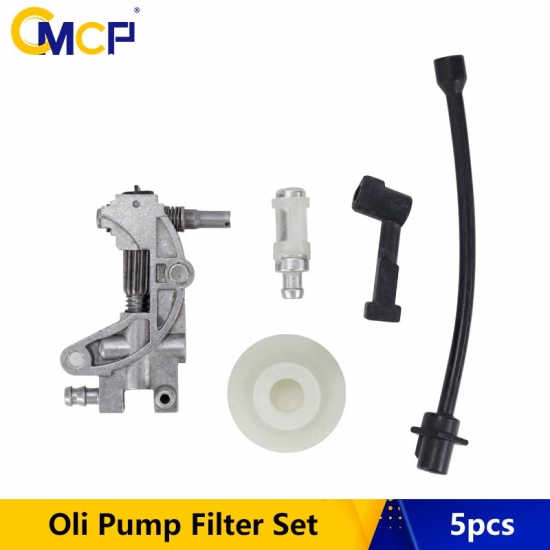 5pcs Oil Pump Filter Pipe Hose Line Oil Nozzle Turbine Kit For 4500 5200 5800 45CC 52CC 58CC Gasoline Chainsaw Spare Parts
