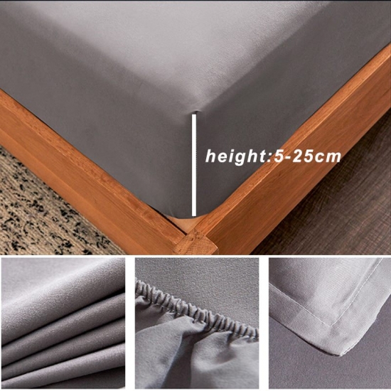 100% Cotton Fitted Sheet with Elastic Bands Non Slip Adjustable Mattress Covers for Single Double King Queen Bed,140-160-200cm