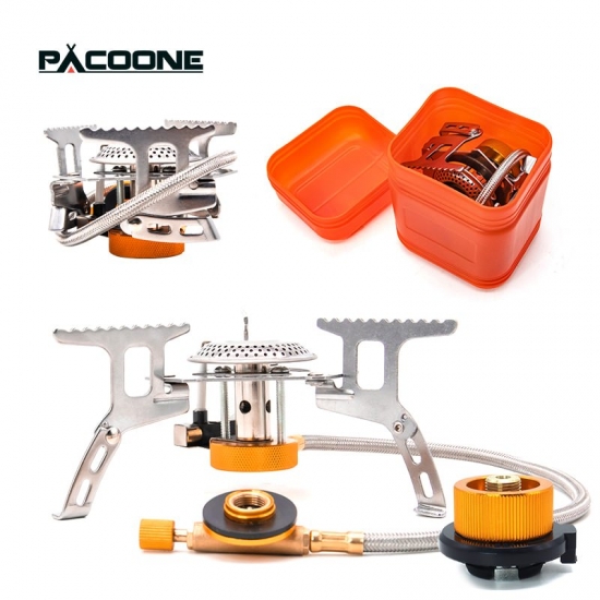 PACOONE Camping Gas Stove Outdoor Windproof Tourist Burner Portable Folding Ultralight Tourism Cooker Equipment  Hiking Picnic