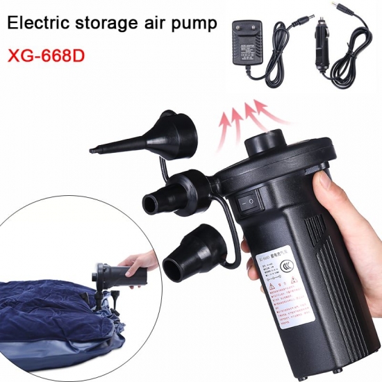 Electric Air Pump Inflator 12V Air Compressor 220V Battery Rechargeable Portable For Pvc Boat Mattress Inflatable Pool Raft Bed