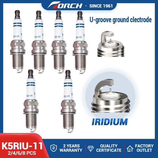 (Pack Of 2-8) Original Torch K5Riu-11 High Performance Iridium Spark Plug For Geely For Opel For Mazda For Mitsubishi For Suzuki