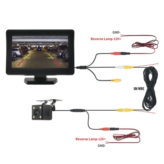 Mjdoud 4-3 Inch Car Monitor Reversing Camera With Screen Rear Backup Video Players Electronics Automobiles Parts Accessories
