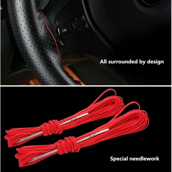 Car Steering Wheel Cover Non-slip Soft Artificial Leather 38Cm With Needles And Thread Braid On Steering-wheel Car Accessories