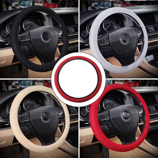 1Pcs Ice Silk Steering Wheel Cover Universal For 38Cm Wear-resistant Anti-slip Car Accessories No Inner Ring