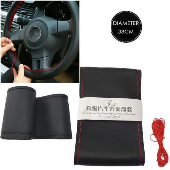 36-38-40Cm Three Styles Diy Car Steering Wheel Cover Car Steering Wheel Braid Cover With Needles And Thread Artificial Leather