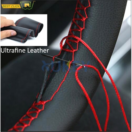 Ultrafine Fiber Leather Hand Sewing Diy Car Steering Wheel Cover Steering-wheel Covers For Ford Focus 2 3 Kia Benz Smart Nissan