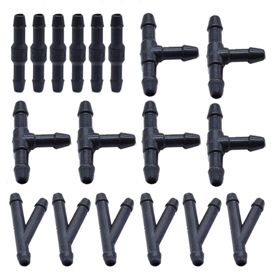 18pcs Car Wiper Spray Pipe Joint T Y I Type  Windshield Washer Pipe Nozzle Wiper Cleaning Water Hose Tube Joint Car Accessories