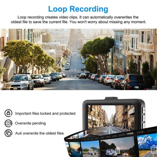 Full Hd 1080P Dash Cam Video Recorder Driving For Front And Rear Car Recording Night Wide Angle Dashcam Video Registrar Car Dvr