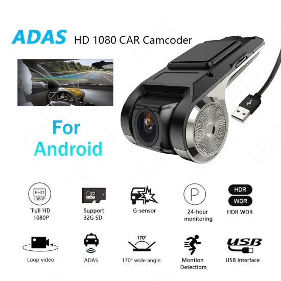 Dash Cam Adas Car Dvr Adas Dashcam Dvrs Video Hd 720P Usb Tf Card 16G-32G Auto Recorder For Android Multimedia Player Dvd