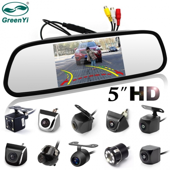 5 Inch Car Rearview Mirror With Monitor For 170 Angle Vehicle Rear View Camera Hd Sony Tft Lcd Parking System Screen