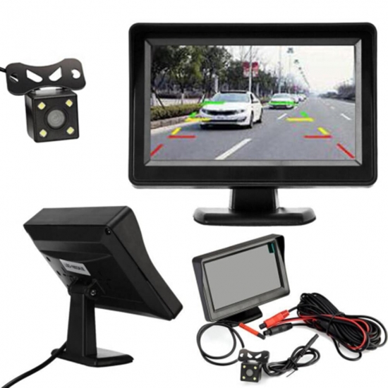 4.3inch 12V Car Rear View Camera Monitor Backup Reverse Camera Kit Night Vision Reversing Parking Rear View System New