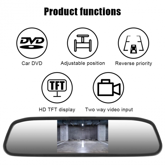 Car Hd Video Auto Parking Monitor 8 Led Night Vision Ccd Car Rear View Camera 4-3-amp;Quot; 5-amp;Quot; Tft Lcd Car Rearview Mirror Monitor