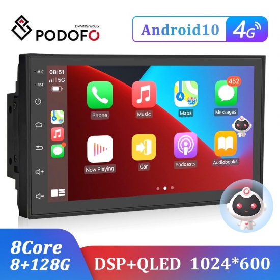 Podofo 8G 128G Car Radio Gps 2 Din Android 10-0 Auto Carplay Universal 7-amp;Quot; For Volkswagen Nissan Hyundai Toyota Multimedia Player