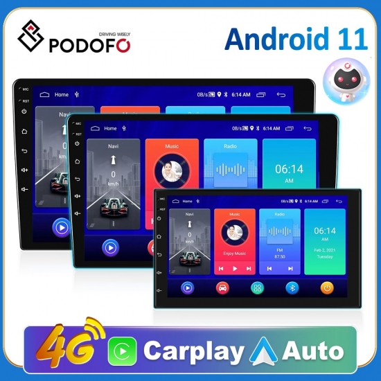 Podofo 8G 128G 2Din Car Android Radio Multimedia Player 7-9-10-amp;Quot; Gps For Toyota Volkswagen Hyundai Nissan Kia Renault Suzuki Lada