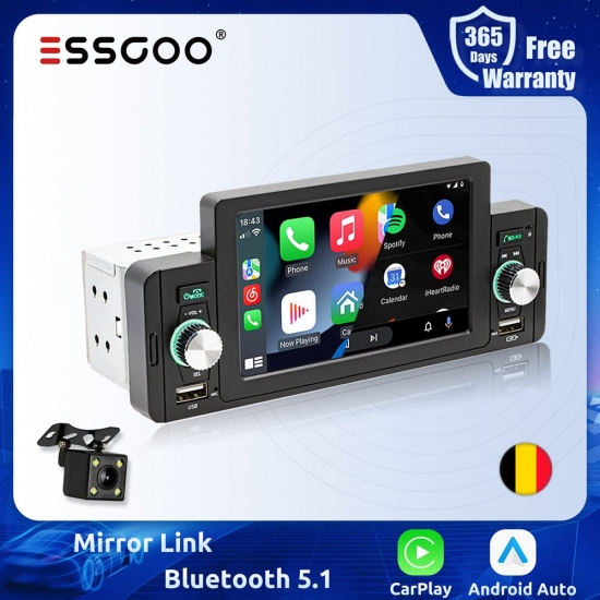 Essgoo 5 Inch Car Radio 1 Din Carplay Android Auto Multimedia Player Bluetooth Mirrorlink Fm Receiver For Volkswagen Nissan Toyo