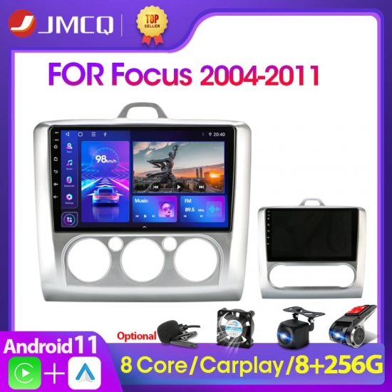 Jmcq 9-amp;Quot; 2 Din 4G+Wifi Car Radio For Ford Focus Exi Mt At 2004-2011 Multimedia Player Android 11 Gps Navigation Head Unit 2Din