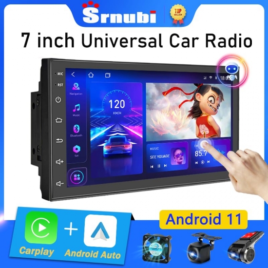 Srnubi 2 Din Android 11 Car Radio Multimedia Player Universal 7-amp;Quot; Carplay Stereo 4G Gps Dvd For Vw Nissan Hyundai Toyota Cr-v Kia