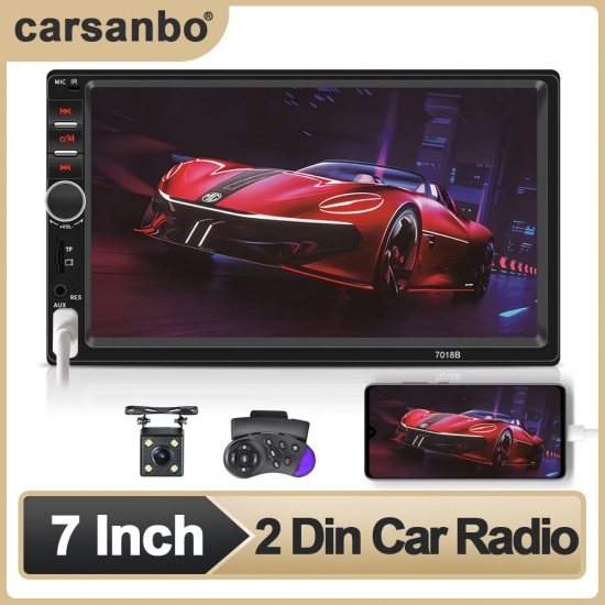 Car Radio Mp5 2 Din Multimedia Player 7-amp;Quot; Hd Touch Screen Stereo Mp5 Bluetooth Usb Tf Fm Camera,Support Mobile Phone Interconnect