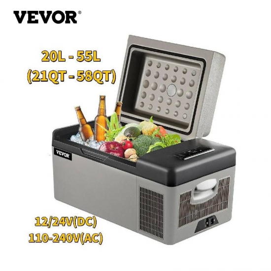 Vevor 20L 22L 35L 45L 55L Car Refrigerator Mini Fridge Freezer Portable Compressor Cooler 12-24V Dc 110-240V Ice Box For Camping