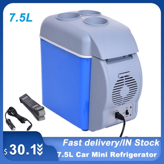 7-5L Portable Mini Auto Fridge Ooler Freezer Warmer Car Refrigerator Hot And Cold Double Use 12V For Car Camping Travel Ice Box