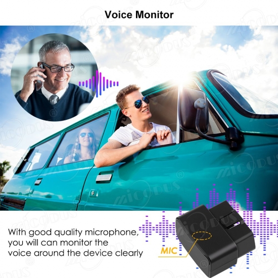 Obd Gps Tracker Car Tracker Micodus Mv33 Realtime Tracking Voice Monitor Mini Gps Locator Shock-amp;Amp;Plug-out Alarm Geofence Free App