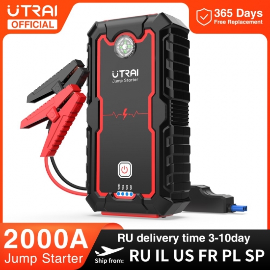 Utrai Power Bank  2000A Jump Starter Portable Charger Car Booster 12V Auto Starting Device Emergency Car Battery Starter