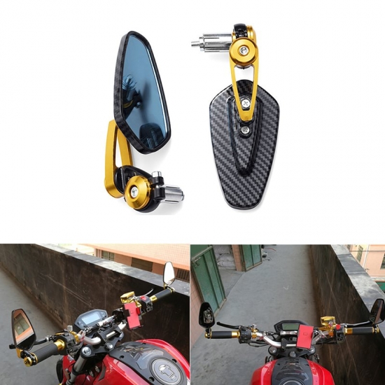 2022 New Motorcycle Rearview Mirror Carbon Fiber Pattern Handlebar Mirror Modified Inverted Rear Mirror Motorbike Accessories