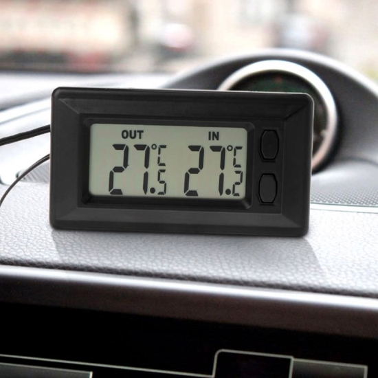 Auto Car Lcd Digital Display Indoor Outdoor Thermometer Meter With 1-5M Cable