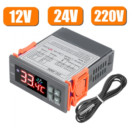 Stc 3000 Led Digital Temperature Controller Ac 12V 24V 220V 10A Two Relay Auto Thermostat Regulator With Heater And Cooler