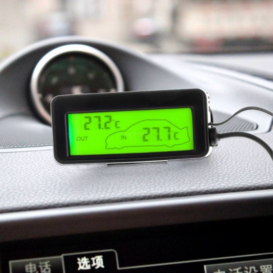 Ootdty Mini Digital Car Lcd Display Indoor Outdoor Thermometer 12V Vehicles 1-5M Cable Sensor