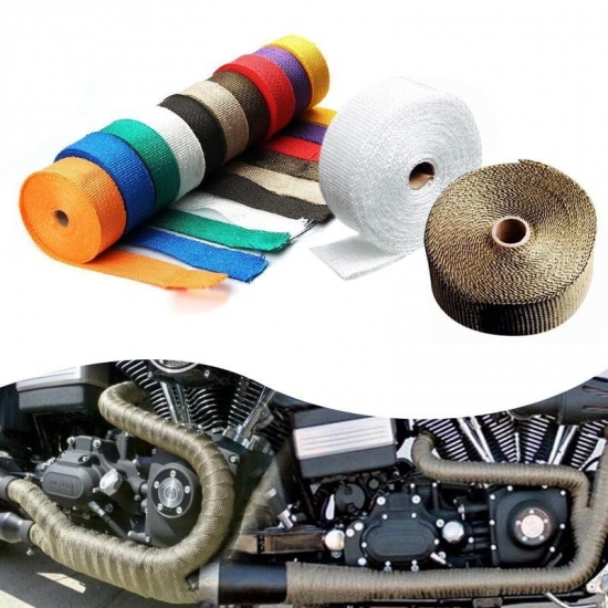 5M Roll Fiberglass Heat Shield Motorcycle Exhaust Thermal Tape Header Pipe Heat Wrap Tape Thermal Protection With Stainless Ties