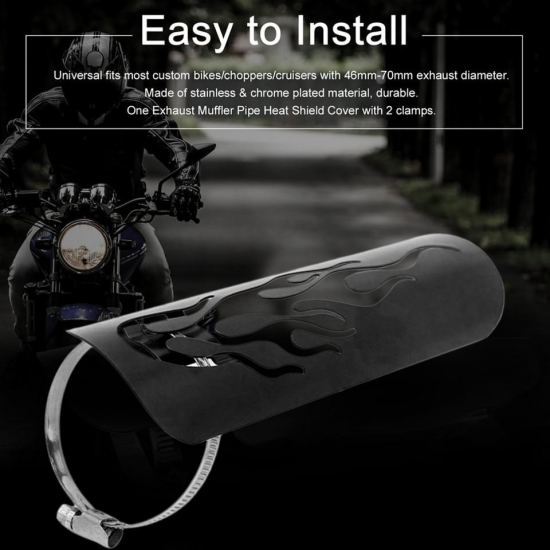 Universal Vintage Chrome Plated Motorcycle Modified Curved Exhaust Muffler Pipe Heat Shield Cover Guard Motorbike Parts
