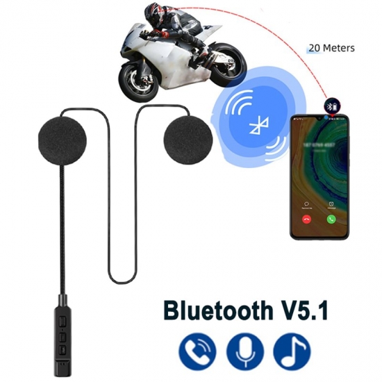 Motor Helmet Headset Bluetooth V5-0 Motorcycle Wireless Stereo Earphone Speaker Support Handsfree Mic Voice Control