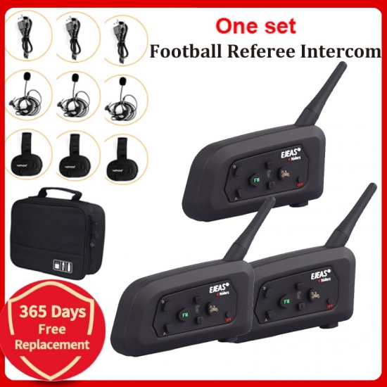 3 Users Football Referee Intercom Headset Ejeas V4C 1200M Full Duplex Bluetooth Headphone Soccer Conference Interphone