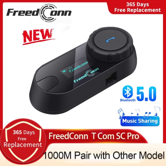 Freedconn Tcom-sc W-Screen Bluetooth Motorcycle Helmet Headset Intercom With Lcd Display Fm Radio Motorbike Interphone T-com Sc