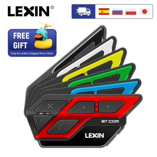 1Pc Lexin Et Com Helmet Intercom Motorcycle Bluetooth V5-0 With 6 Diy Color, Waterproof-amp;Amp;Fm Radio Headsets