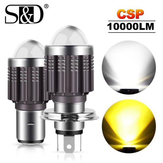 10000Lm H4 Led Moto H6 Ba20D Led Motorcycle Headlight Bulbs Csp Lens White Yellow Hi Lo Lamp Scooter Accessories Fog Lights 12V