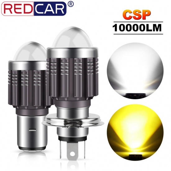 1Pcs Csp 10000Lm H4 Led Moto H6 Ba20D P15D Led Moto Motorcycle Headlight Bulbs Lens Yellow Hi Lo Lamp Motorbike Headlight Lamp