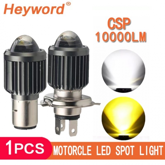 10000Lm H4 Led H6 Ba20D Led Motorcycle Headlight Bulbs Csp Lens White Yellow Hi Lo Lamp Scooter Accessories Fog Lights