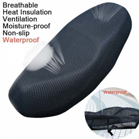Xxxl New Black Breathable Summer 3D Mesh Motorcycle Seat Cover Sunscreen Anti-slip Waterproof Cushion Protect Net Cover
