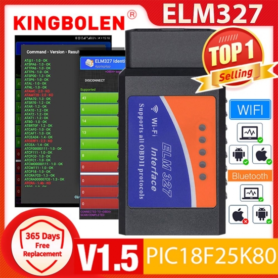 Elm327 V1-5 Obd2 Scanner Pic18F25K80 Bt-Wifi Elm 327 Obd Car Diagnostic Tool For Android -Ios Pk Vgate Icar2 Code Reader