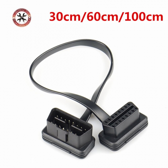 30-60-100Cm Flat+Thin As Noodle 16 Pin Socket Obd Obdii Obd2 16Pin Male To Female Car Scanner Extension Cable Connector