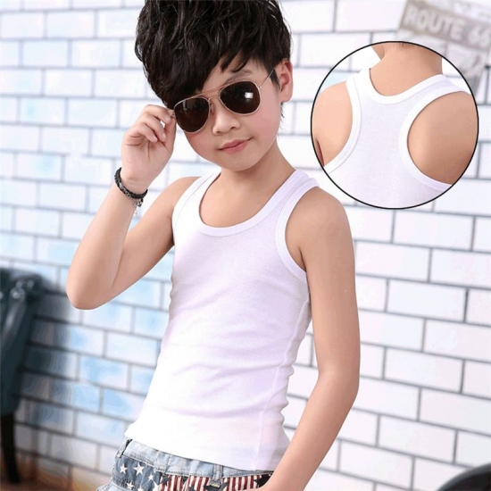 2-11Y Kids Baby Boys Vests T-shirts Children Summer Vest Top Outfit Kid Boy Girl Solid Tops Clothes Cotton Tees Black Playsuits
