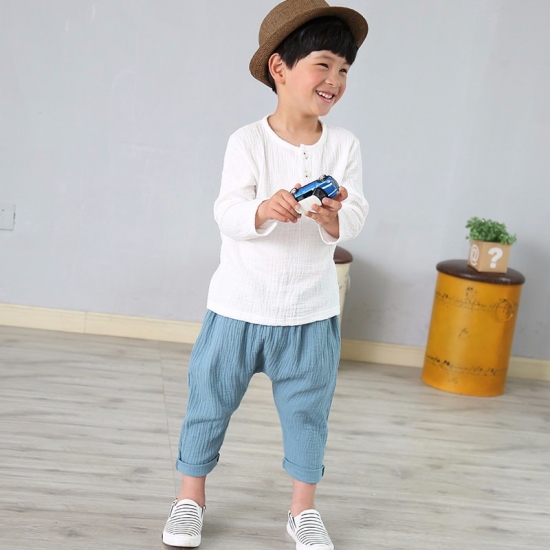 Linen 2021 Cotton Baby Boy Girl Summer T Shirts New Toddler Comfortable Tops Tee Children Clothing Kids Button 80-130Cm Height