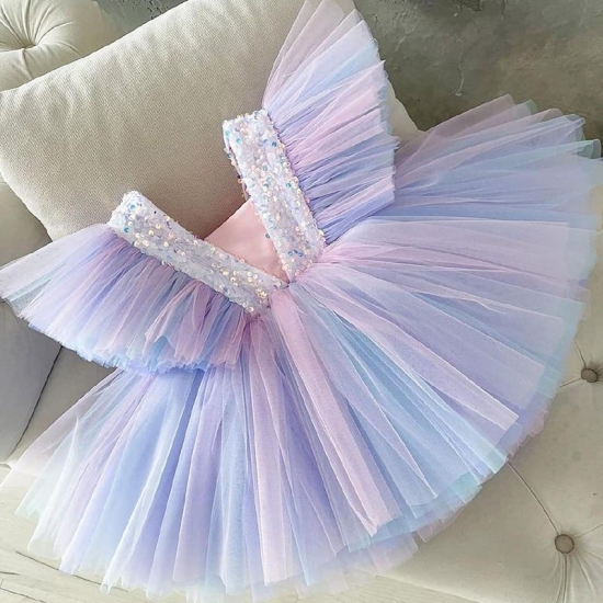Wedding Birthday Dresses For Girls 3-8 Years Elegant Party Sequins Tutu Christening Gown Kids Children Formal Pageant Clothes