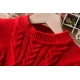 Girls Long Sleeve Knitting Dresses Autumn-Winter Warm Birthday Party Ruffle Princess Costume Kids Red Christmas Disfraz Vestido