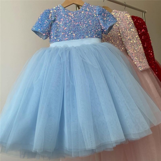 3-8 Year Girls Princess Dress Sequin Lace Tulle Wedding Party Tutu Fluffy Gown For Children Kids Evening Formal Pageant Vestidos