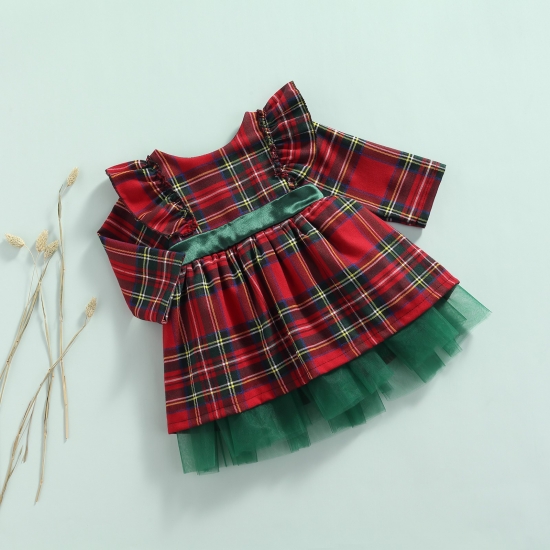 Ma-amp;Amp;Baby 6M-6Y Christmas Dress For Girls Toddler Kid Child Red Plaid Bow Dresses For Girl Xmas Party Princess Costumes