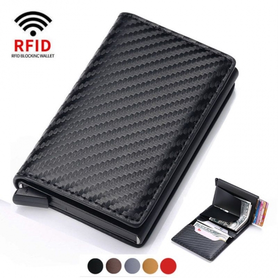 Id Credit Bank Card Holder Wallet Luxury Brand Men Anti Rfid Blocking Protected Magic Leather Slim Mini Small  Wallets Case